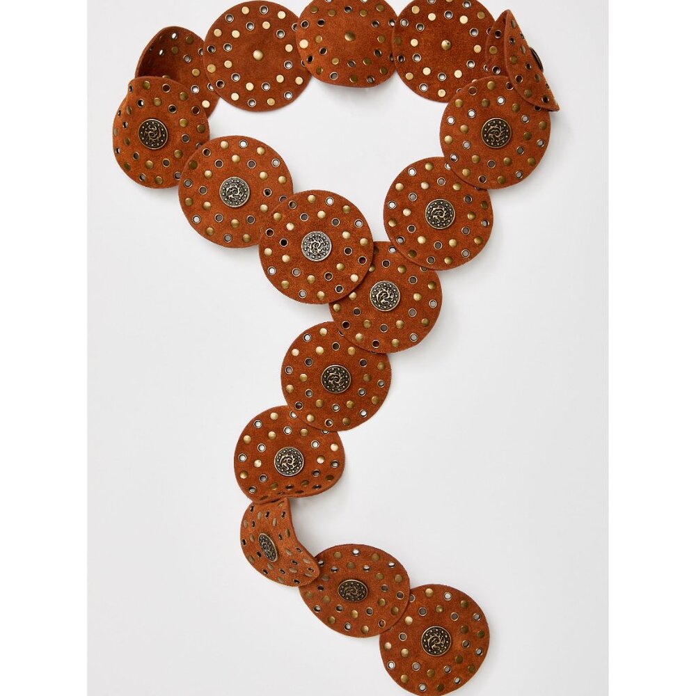 Free People Brown Leather Disc Statement Belt - Picture 3 of 6
